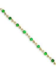Genuine 14K Yellow Gold Diamond And Emerald Bracelet 6 Grams Of Gold 100% Satisfaction Guaranteed.