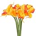 Luyue 20 Pcs Fake Calla Lily Artificial Flowers Bridal Wedding Bouquet Latex Real Touch Flower Home Kitchen Office Decor-Sunset Orange