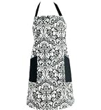 DII Black Printed Damask Chefs Apron