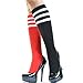Angelina cotton REFEREE Knee High Socks, Bright Colors with White Stripes, #2539CS_Black, One Size 9-11