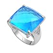 Sterling Silver Ring - Blue Topaz - Square - Prong Set - 20 mm x 4 mm, Sizes 6-9 Sterling Silver Ring - Blue Topaz - Square - Prong Set - 20 mm x 4 mm, Sizes 6-9