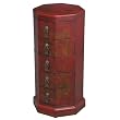 Handmade Oriental Furniture - 28" Antique Style Red Leather Mandarin End / Accent Table