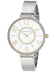 Anne Klein Womens AK/1497WTTT Swarovski Crystal Accented Two-Tone Bangle Watch