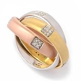 Sterling Silver / 18K Tri-Color Vermeil Diamond Rolling Bands Ring