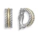 Rhodium Plated Sterling Silver and Gold Plated Rope Design Clip On Earrings