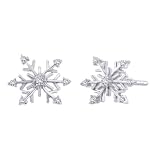 10K White Gold 0.12 ct. Diamond ''Snow Flake'' Earrings (Higher Quality)