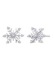 Diamond Snow Flake Earrings in 14K White (Gold 0.12 cttw)