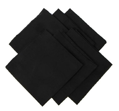 Set of 12 Mens Black Handkerchief Squares
