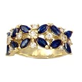 14K Marquise Sapphire & Diamond Floral Band