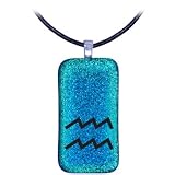 AQUARIUS Zodiac - Dichroic Glass Pendant with .925 bail