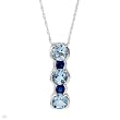 Necklace With 1.75ctw Precious Stones - Genuine Aquamarines and Sapphires Beautifully Designed in 14K White Gold Length 18in