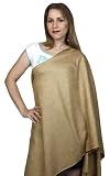 Apparel : Elegant Viscose Pashmina Self Design Paisley & Flowers Shawl / Stole / Wrap Camel (28"X78")