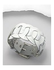 White Leather Bracelet In White Base