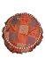 Pretty Indian Comfortable Floor Cushion, Ottoman or Stool Embellished with Multi Colored Patch, Hand Embroidery, Mirror, Brads & Tassels Work (It Comes Unfilled) MTCL00073