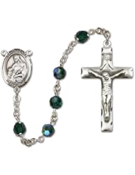 St. Agnes of Rome Patron Saint St. Sterling Silver Rosary w/Patron Saint Medal Center Catholic Religious Necklace Prayer w/Swarovski Austrian Tin Cut Crystal & Gemstone Beads Crucifix