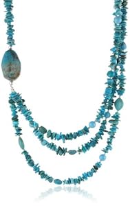 Sterling Silver and Turquoise Nugget 3 Row Necklace, 20+3