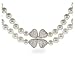 Eve's Addiction Double Strand Pearl Necklace with Pave CZ Flower