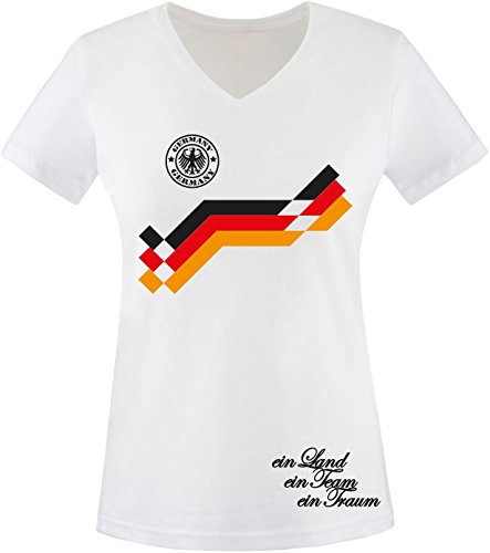 Luckja EM 2016 Trikot Deutschland Fanshirt Motiv 10 Damen V-Neck T-Shirt