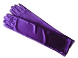 Adult 15" Long Elbow Length Lycra Satin Gloves Purple