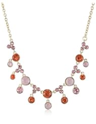 Napier "Lovely Style" Gold-Tone Pink Multi-Frontal Necklace, 19"