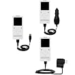USB cable with Car and Wall Charger Deluxe Kit for the iRiver E10 - uses Gomadic TipExchange Technology