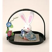 うさぎ　かご付兎　朝顔　龍虎謹製003-0277