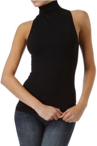 ToBeInStyle Women's High Neck Cami Tops - Built-In Bra, Rayon Spandex, Halter & T-Back Styles
