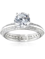 Sterling Silver Simulated Diamond Round Solitaire Ring, Size 7