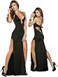 Sexy Black Sleeveless Open Back Floor Length Halter Gown