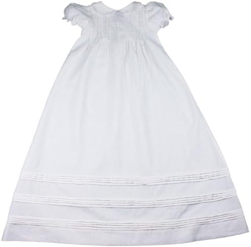 Petit Pomme Baby-girls Special Occasion Linen Gown with Cross and Hat