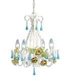 Laura Ashley MXX414 Maisie Mini Chandelier, Frosted Argent White