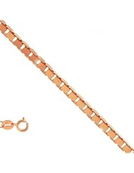 14k Solid Rose Gold 0.45 mm (1/64 Inch) Box Chain Necklace 18" w/ Spring Ring Clasp