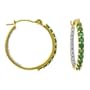 14k Yellow Gold Emerald and Diamond Inside-Out Hoop Earrings
