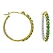 14k Yellow Gold Emerald and Diamond Inside-Out Hoop Earrings