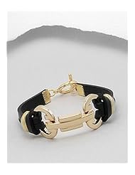 Black Leather Bracelet In White Base