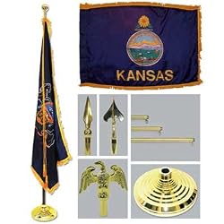 Kansas 4ft x 6ft Flag telescoping Flagpole Base and Tassel
