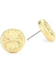 T Tahari Gold Textured Button Earrings