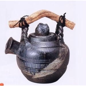 【クリックで詳細表示】信楽焼 青 釉 刷毛目 土瓶 花入 10号 6039-05