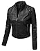 J.TOMSON Women's Faux Leather PU Moto Zip Up Jacket