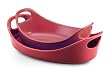 Rachael Ray Stoneware 1-Quart and 1-1/2-Quart Oval Bubble & Brown Baker Set, Red