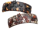 France Luxe Rectangle Volume Barrette with Little Daisies