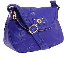 Marc by Marc Jacobs Classic Q Natasha Leather Crossbody Shoulder Bag Purse Blue Violet