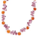 16 + 2 Inch Extension Necklace with Carnelian and Rhodolite Garnet