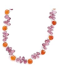 16 + 2 Inch Extension Necklace with Carnelian and Rhodolite Garnet