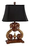 Set of 2 Gold Leaf Double Scroll Table Lamp with Shade