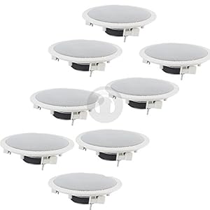 Ensemble 8 Haut Parleur Enceinte Encastrable Plafond Rond Blanc 35W