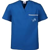 Scrub Dudz Detroit Lions Solid Print Scrub Top Small