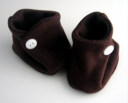 Brown Baby Crib Shoe with Button, Micro Preemie 0 3 Pounds