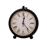 Premier Housewares - Horloge de cheminée ronde - Métal chromé - Noir - 16,7 cm (Import Grande Bretagne)