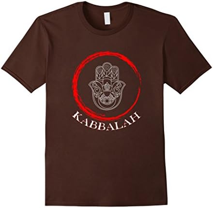 Men's Kabbalah Red String Bracelet Tee- Hamsa Hand For Good Luck Medium Brown